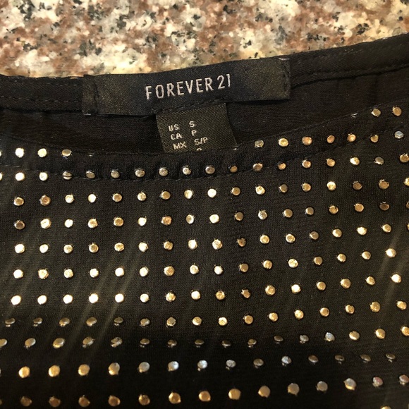 S Forever 21 black w/ gold dots Halter tank top - Picture 4 of 5